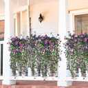 INQCMY Artificial Fake Hanging Flowers Plants for Outdoor Summer Decoration,2 PCS Faux Silk Daisy with Eucalyptus Leaves,UV Resistant Look Real for Outside Home Planter Porch Patio Balcony Yard Decor