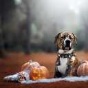 Elegant little tail Halloween Dog Collar, Pumpkin with Ghost Print Black Halloween Pet Collars Cotton Soft Sturdy Puppy Collars Holiday Female Adjustable Collar for Large Dogs (Large (Pack of 1))