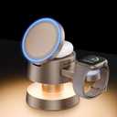 4-in-1 Magnetic Wireless Charging Station for iPhone 17/16/15/14 Pro Max, with Night Light Wireless Charging Station Fast Charging for Apple Watch, Earphones & Multiple Devices (Gold)