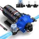 CrestWave 12V DC RV Water Pump, 7GPM 70PSI, Upgraded Five Chamber Self-Priming Diaphragm Pump with Heavy Duty Pressure Switch and Strainer for RV, Marine, Yacht, Caravan