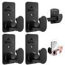 No Drill Curtain Rod Brackets No Drilling Curtain Rod Holders【Upgrade 3M Adhesive】 Renter Friendly Curtain Rod Hooks Nail Free Suitable for Poles 5/8 Inch (4Pcs Black)