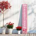 Pink Valentines Decor Valentines Porch Sign Porch Decor Gnomes Outdoor Decorations Wooden Door Decorations Indoor Outside Welcome Sign for Front Door 46.8 Inch