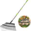 Joyhalo Rake for Leaves Adjustable 65 Inch Long, 18 Inch Wide Garden Rake with 25 Tines, Metal Leaf Rakes, Rakes for Lawns, Gathering Leaves, Weeds, Debris