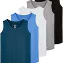Real Essentials 5 Pack: Men's Dry-Fit Muscle Tank Top Sleeveless Shirts Workout Tees Athletic Gym (Big & Tall Available)