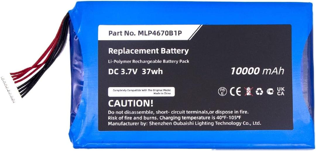 Replacement Battery for Autel Maxisys MS906BT MS906TS MS906S MS906BT MS906TS, fits Part no MLP4670B1P 10000mAh