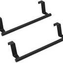 szhdxsy 2pcs Stainless Steel Over Door Towel Rack, Over Kitchen Cabinet Door Towel Bar Holder for Hand,Door Towel Racks with Hooks for bathrooms and Kitchens, Black (9)