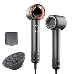 Tideway Hair Dryer Professional High-Speed Ionic Blow Dryer 110,000 RPM, Compact Hair Dryer with Magnetic Diffuser, Fast Drying with Brushless Motor Low Noise Smart Temperature Control-H11 (Bl)