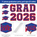 Tatuo 11 Pcs Graduation Yard Sign Decorations Class of 2026 Congrats Graduation Lawn Signs Grad Yard with 23 Stakes for High School College Outdoor Party Supplies(Red Dark Blue,Simple Style)