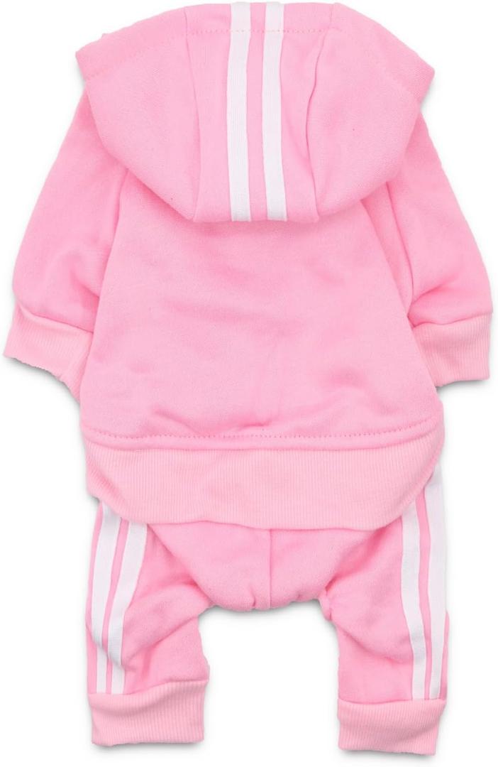 MeowWow Small Puppy Dog Hoodie Puppy Clothes Sweater 4 Legs Dogs Jumpsuit Fleece Sweatshirt Pet Outfit Girl Winter Clothes Cotton Pet Hoodies for Small Medium Dogs (Large (Check Size Chart), Pink-V1)