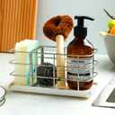 Kitchen Sink Sponge Holder,Sink Caddy Sponge Holder, Kitchen Sink Organizer for Dish Brush Holder and Sponge (White)