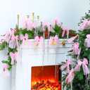 Christmas Tree Bow Decorations and Tinsel Icicles Set Include 30 Pcs Small Organza Christmas Bows 1 PC 11 x 20 Large Tree Topper Tinsel Icicles for Wedding Holiday Home Decor(Pink)