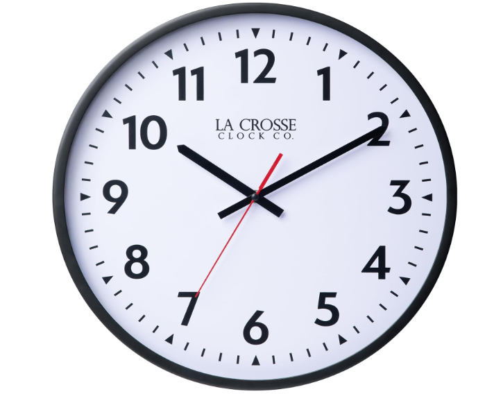 La Crose Clock 404-3841-INT 16-Inch Commercial Silent Sweep Analog Quartz Clock