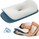 Olumoon Cervical Neck Pillow - Ergonomic Memory Foam Contour Pillows for Side, Back & Stomach Sleepers, Cervical Pillow for Neck Support Sleeping with Breathable Cover 14 inches x 4 inches x 4.52/4.13 inches
