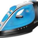 Sunbeam Steammaster Steam Iron, 1400 Watt, Large Anti-Drip Stainless Steel Nonstick Soleplate with 8' Retractable Cord, Horizontal or Vertical Shot of Steam and 3-Way Auto Shut-Off, Black/Blue