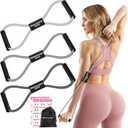 RENRANRING Figure 8 Fitness Resistance Bands with Handles - Exercise Tube Band Set of 3 for Arm and Shoulder Stretch, Rope 8 Word Elastic for Women and Men (Grey series)