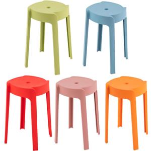 5 Pack Plastic Stackable Stools, 18" Plastic Round Stools, Colorful Nesting Stools, Portable Multipurpose Stool Chairs Flexible Seating for Classroom Students School Home Office (Colorful)