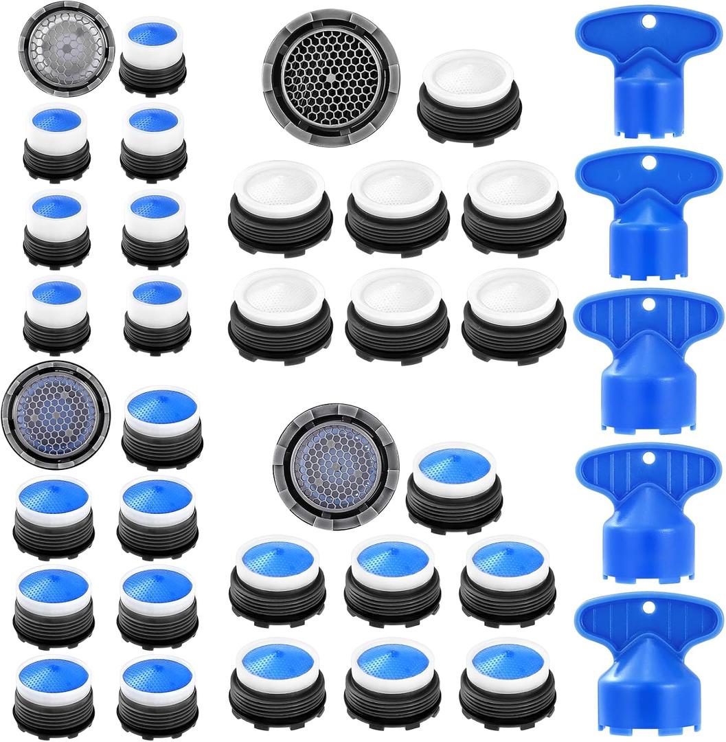 28 pcs Faucet Aerators with 5 Pcs Faucet Aerator Key Aerators Replacement Inserts for Sink M16.5 18.5 21.5 24 mm for Bathroom or Kitchen