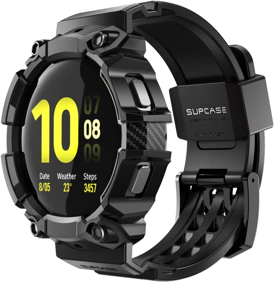 SUPCASE for Samsung Galaxy Watch 6 44mm Case with Band (Unicorn Beetle Pro), [Anti-Scratch] [Bumper Protector] Rugged Men Cover with Adjustable Strap Band for Galaxy Watch 6/5/4 44mm, Black