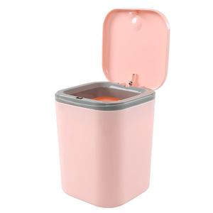 0.5 Gallon Plastic Tiny Push-Button Garbage Can, Desktop Mini Waste Can, Pink