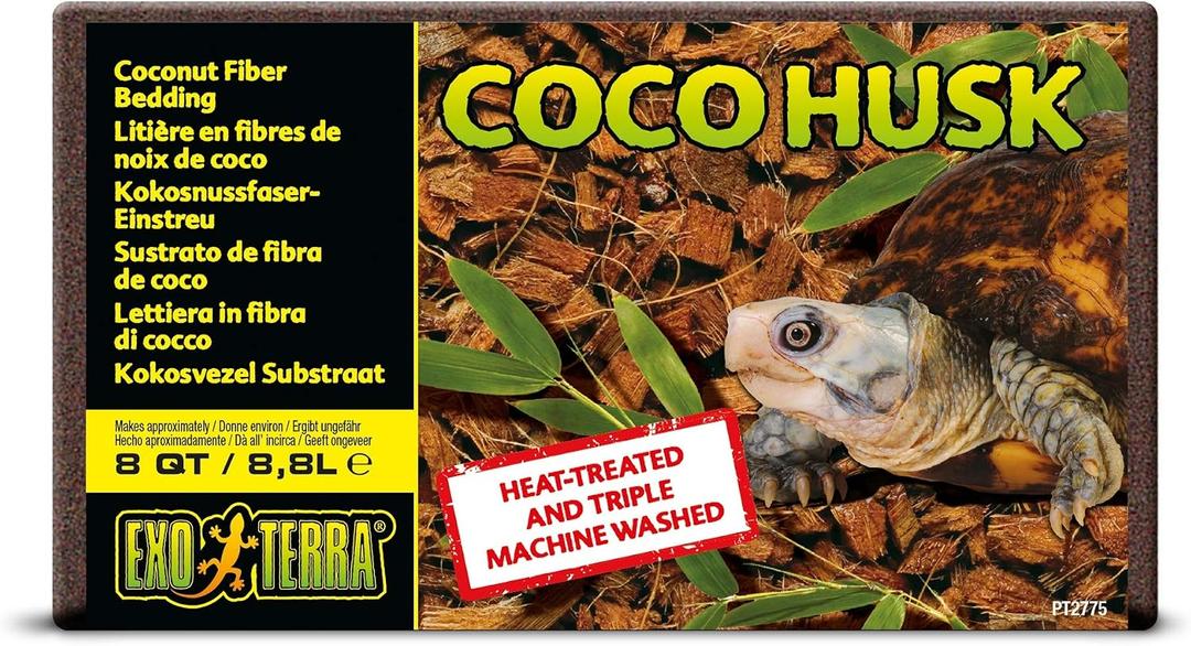 Exo Terra Coco Husk Brick, 8 QT (8.8 L) Natural Coconut Fiber Terrarium Substrate for Reptiles, Amphibians & Tropical Enclosures