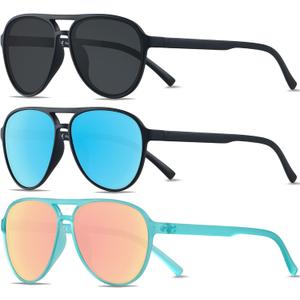 ANDWOOD Retro Polarized Aviator Sunglasses for Women Men Classic 70s Vintage Trendy Square Aviators