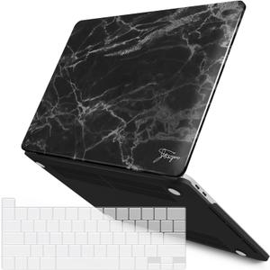 IBENZER Compatible with 2024 2023 M2 MacBook Pro 13 Inch Case 2024-2016 M1 A2338 A2289 A2251 A2159 A1989 A1706 A1708, Hard Shell Case & Keyboard Cover for Mac Pro 13, Black Marble, T13BKMB+1 (For New Macbook Pro 13" with/without Touch Bar)