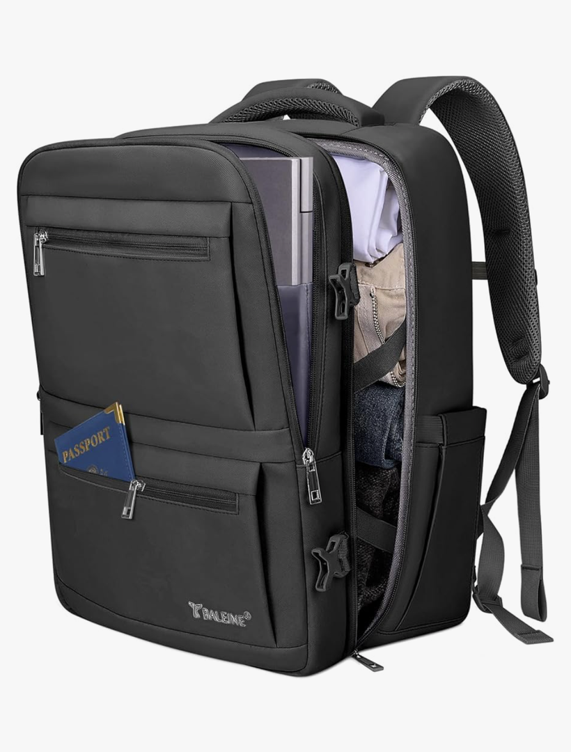 BALEINE Travel Backpack for Women Men, Large Sturdy Carry On Laptop Backpack Gifts for Business, Casual, Weekender, Hiking (Large, Black)