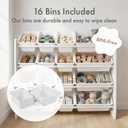 Humble Crew Toy Storage Organizer with 16 Removable Storage Bins for Kids Playroom, 4-Tier Toddler Toy Organization and Storage, White/White, 15.5d X 42w X 35h in