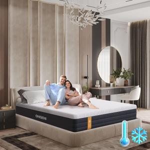 OhGeni 12 Inch King Size Mattress, Cooling Gel Memory Foam Bed Mattresses in a Box, Cool Touch Surface, Medium Feel, Ergonomic Support & Pressure Relief, CertiPUR-US Certified Foam, Designed in USA