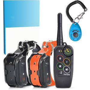 PetSpy M686 Premium Dog Training Shock Collar, 1100 Yards, Medium to Large Dogs, with Vibration, Electric Shock and Beep, Waterproof, Remote Trainer (Two Dogs - Bundle)