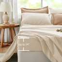 Queen Comforter Set Khaki Reversible Bedding Set, 7 Pieces Soft Bed in a Bag Queen with Comforter, Sheets, Pillowcases & Shams, All Season Boho Queen Bed Set, Contrasting Design