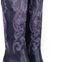 Hawkwell Women's Cowboy Cowgirl Boots Slip On Pointed Toe and Block Heel Shoes with Classic Embroidered Pull On Tall Boot for Ladies Dress Western Knee High Boots, US 10