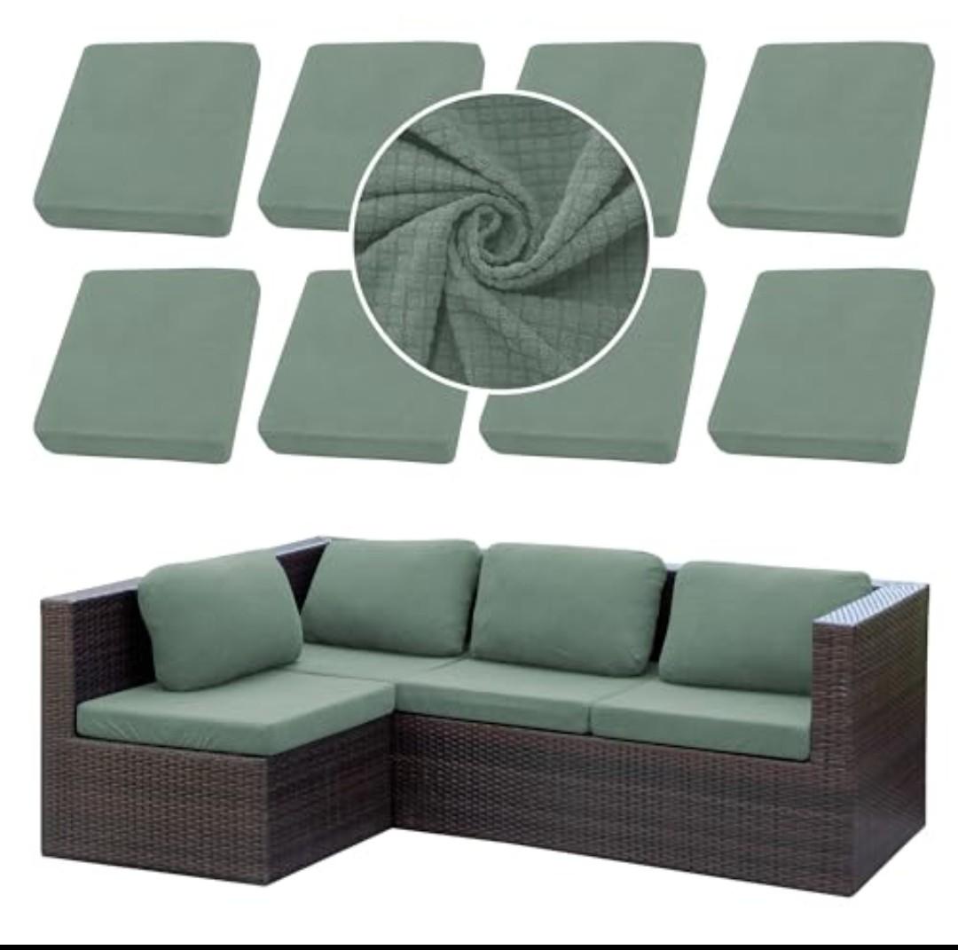 SUKAIKEQA Outdoor Cushion Covers Set, 16 PCS Patio Furniture Couch Seat Slipcovers, Replacement for Sofa Sectional Chair(Cover，Only)