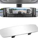 LivTee Frameless Rear View Mirror, Universal 11.81'' (300mm), Wide Angle Panoramic Convex Rearview Mirror, Clip-on to Original to Eliminate Blind Spot for Cars SUV Trucks, 11.81 x 3.23 inches