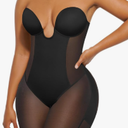 SHAPELLX Strapless Shapewear for Women Deep Plunge Corset Tummy Control Backless Bodysuit Mid Thigh Full Body Shaper XS