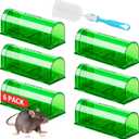 LULUCATCH Humane Mouse Traps 6 Pack, No Touch Catch and Release Live No Kill Rodent Traps, Reusable with Cleaning Brush, Pet Safe Indoor Outdoor Rodent Control for Mice, Rats, Chipmunks, Voles