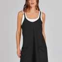Caracilia Womens Summer Athletic Mini Dress Casual Sleeveless Built in Shapewear Romper Short Sundress Tennis Workout Outfits, S (Black)