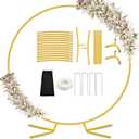 6.6FT Round Metal Arch Backdrop Stand, Circle Balloon Arch Stand Kit with Base, Metal Gold Wedding Arches Frame Heavy Duty for Birthday Gender Reveal Baby Shower Anniversary Party Decoration