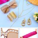 SOMSOC 70s Disco Jumpsuit Costumes Women Fashion Disco Accessories for Halloween Necklace Earrings Bracelet Glasses Belt (Black)