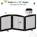 PUPETPO Freestanding Pet Gate for Dogs, Foldable Wooden Dog Gate for House, Indoor Dog Gate for Doorways, Stairs, Gates for Dogs Indoor, Support Feet Included, 24" Height 3 Panels, Brown