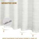 Siiluminisoy Extra Long Farmhouse White Boho Shower Curtain 72 x 78 Cotton Blend Tufted Fabric Waffle Textured Shabby Chic Rustic Minimalist Striped Shower Curtains for Bathroom, Hotel