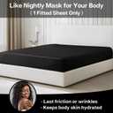 MR&HM Satin Fitted Sheet Queen Size, Silky Bottom Sheet with Elastic Corner Straps, Deep Pocket up to 15 Inch, No More Slipping Off for Mattress - 1 Fitted Sheet Only (Black)