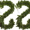 2 Packs 6.56 FT Artificial Norfolk Pine Garlands Realistic Detachable Pine Tree Greenery Christmas Garland Vine for Indoor Outdoor Fireplace Table Christmas Decorations