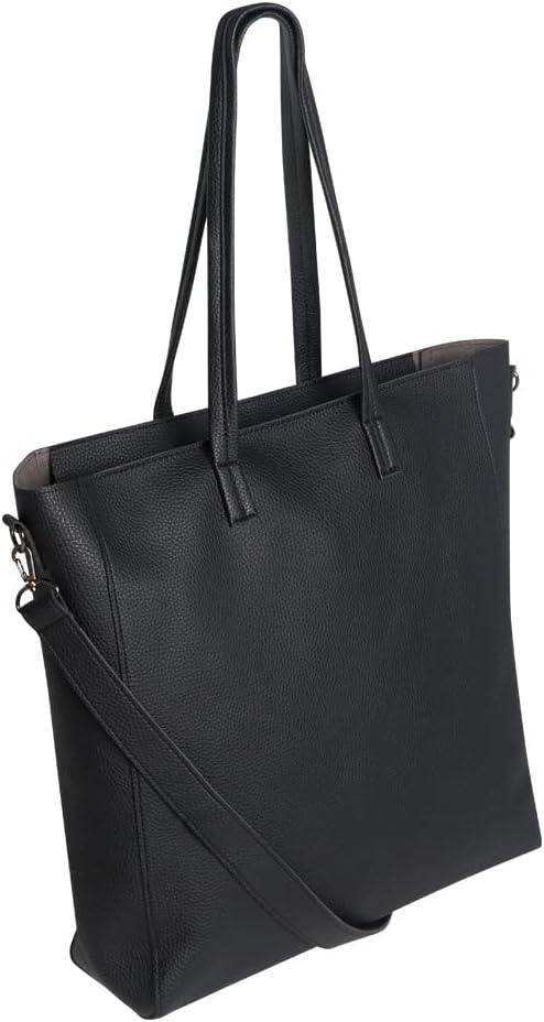 Big Messenger Shoulder Bag for Men Vegan Leather Laptop Bag for Women Fits 16In Laptop Crossbody Bag with Shoulder Strap Included Black Crossbody Bag for Office, School