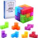 WorWoder Kids Magnetic Building Blocks Magic Magnetic 3D Puzzle Cubes, Set of 7 Multi Shapes Magnetic Blocks with 54 Guide Cards, Intelligence Developing and Stress Relief Fidget Toys for Kids (Blue)