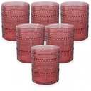 18PCS Plastic Hobnail Drinking Glasses - 14 Oz Burgundy Vintage Glasses Mixed Drinkware Sets - Disposable Beaded Cups for Beer, Whiskey, Juice, Cocktail, Wine, Party