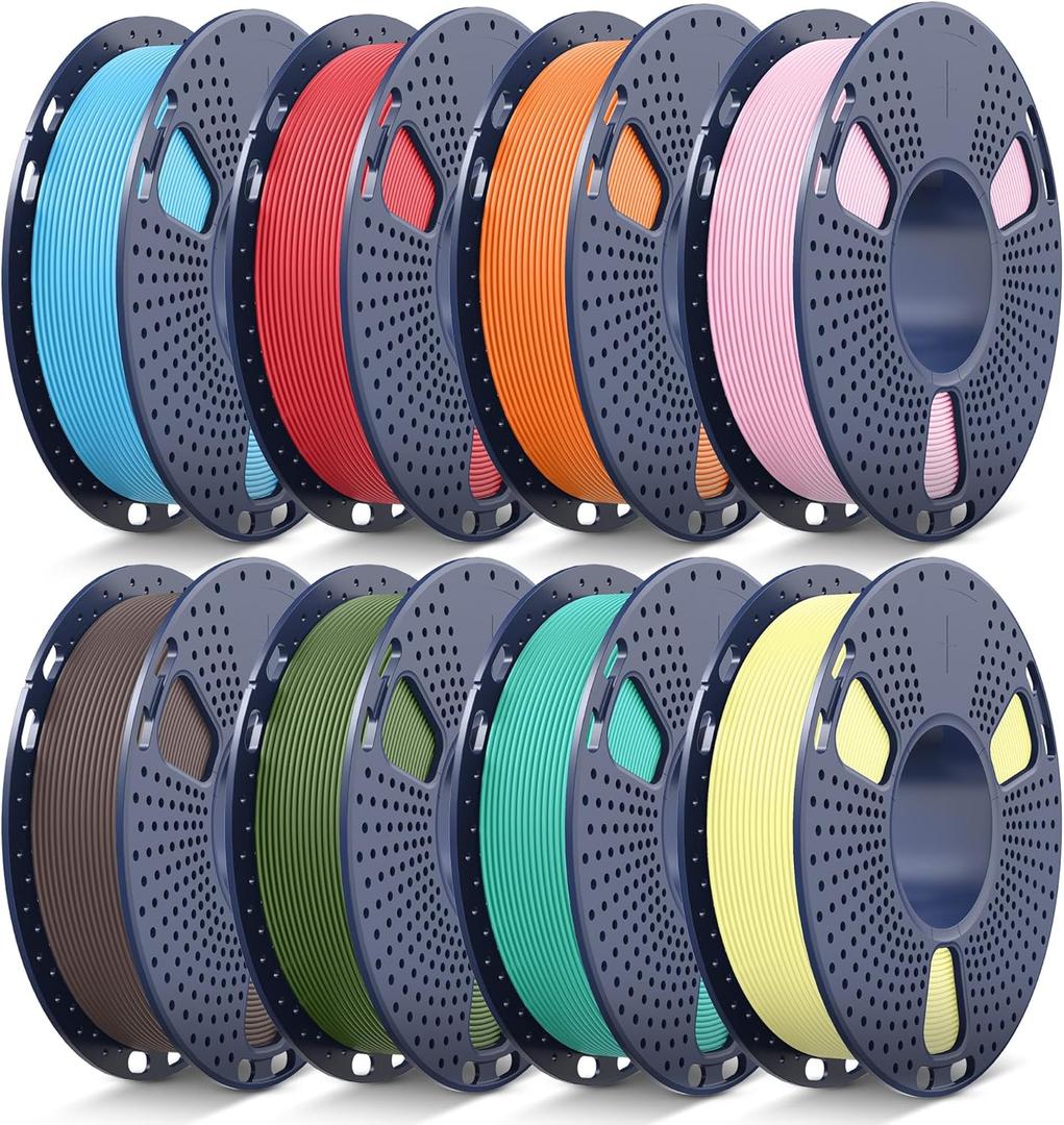 JAYO PLA 3D Printer Filament Bundle 2KG, 1.75mm Dimensional Accuracy +/- 0.02mm, 8 Pack 0.25kg Spool (Sky Blue, Cherry Red, Sunny Orange, Sakura Pink, Chocolate, Olive Green, Mint Green, Lemon Yellow)