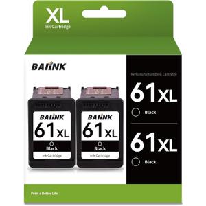 Remanufactured Ink Cartridge Replacement for HP 61 Black Ink Cartridge 61XL for HP61 HP61XL for 4500 5535 5530 5534 4635 2620 4630 1010 1000 2540 3050 2510 1510 1055 (Black 2-Pack)