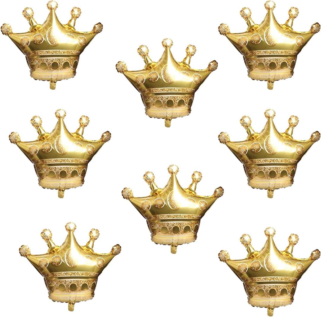 8Pcs Gold Crown Foil Balloons Party Decorations.Wedding Bridal Shower Marriage Engagement Party Supplies