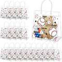 HYMENEX 24 Pack Baseball Clear PVC Gift Bags, Baseball Snack Bags with Handles for Goodie Treat Candy Party Holiday Sports Decoration